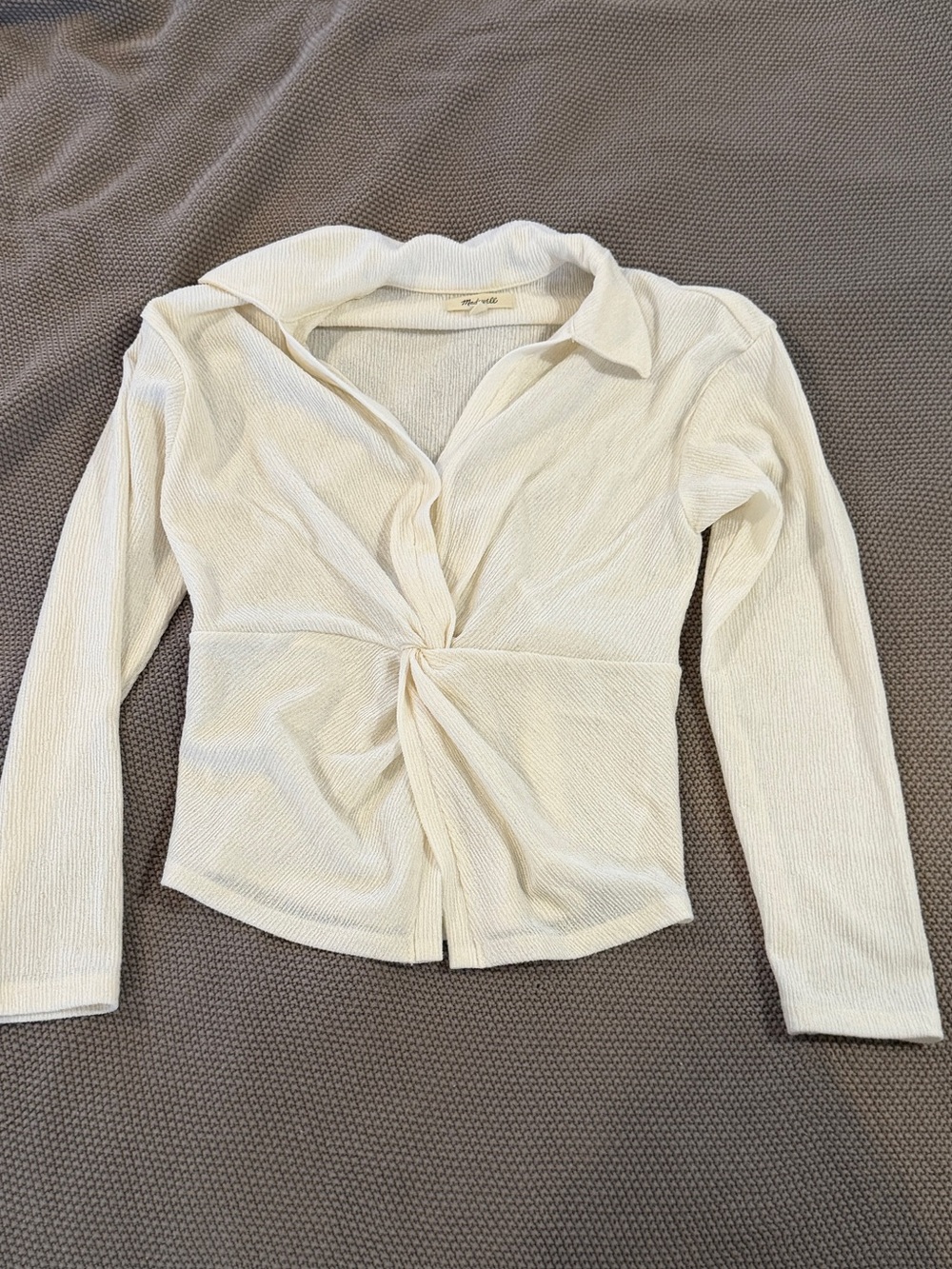 Madewell Cream Twist Front Top